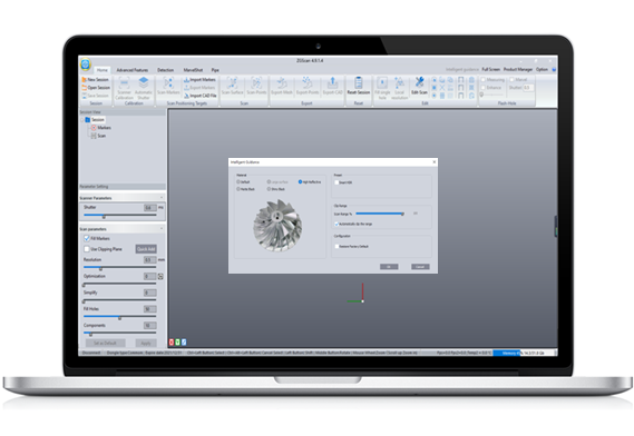 برنامج ثلاثي الأبعاد لمسح السطح اللامع والأسود
